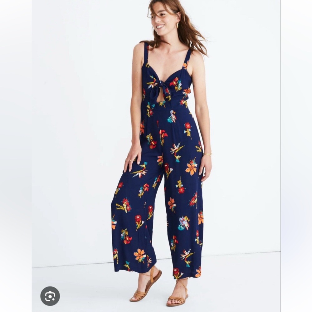 Madewell Navy Floral Jumper with Bow